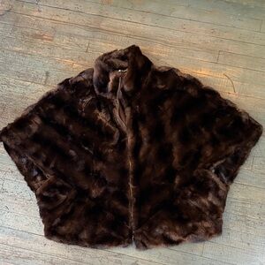 Jones New York Dark Brown Faux Fur Cape